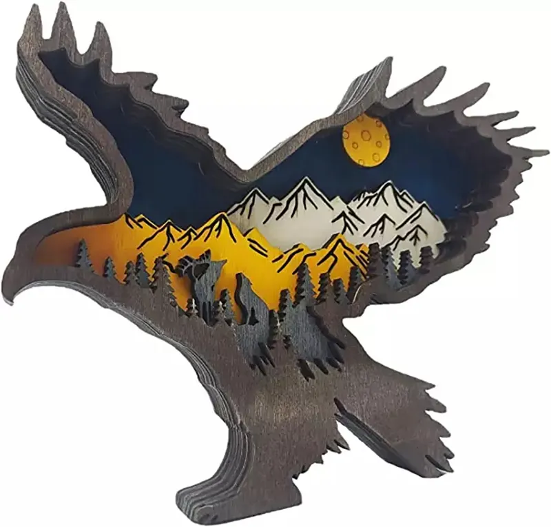 Christmas wood crafts creative North American forest animal home Light Eagle decoration ornaments