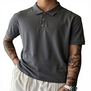 Chemise pour homme de dernière génération, tricotée, unie, manches courtes, tendance, 100% coton, séchage rapide, respirante, noire, qualité supérieure - Product Image 6