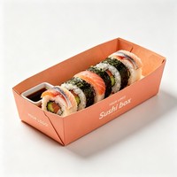 Boîte à sushi jetable personnalisée avec logo imprimé, fabriquée directement en usine, plateau d'emballage pour sushi, matériaux recyclés pour les collations et les plats à emporter