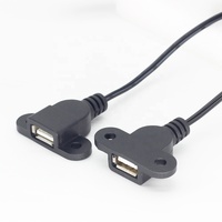 Kabel pengisi daya USB jantan ke 2 betina dudukan malam, kabel daya dudukan Panel Port pengisi daya USB