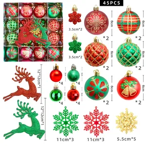 Adornos Colgantes de Plástico Rosa con Purpurina para Árbol de Navidad, Set de Regalo de Bolas Irrompibles con Diseño de Alce para Decoración Navideña - Product Image 1