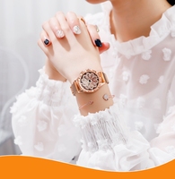 Jam tangan wanita mewah ringan, jam tangan wanita mewah, bunga, baja anti karat, jam Quartz, anti air, mewah