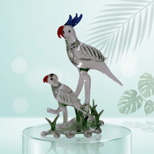 Juego de Figuras de Loros de Vidrio Soplado a Mano |   Escultura Decorativa de Pájaro para Decoración del Hogar - Product Image 1