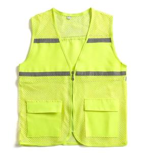 سترة أمان عالية الوضوح مع سحاب وجيوب للبناء والتحكم في حركة المرور سترة شبكية للتنفس - Product Image 1