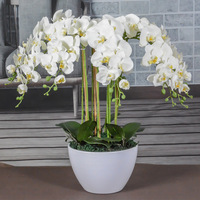 Sıcak satış gerçek dokunmatik lateks saksı Phalaenopsis orkide yapay çiçekler buket ev oturma odası dekorasyon sevgililer günü için