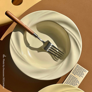 Instagram-worthy cream-colored <b>plates</b>, sophisticated home breakfast <b>plates</b>, high-value Western-style <b>pasta</b> <b>plates</b>, deep soup - Product Image 3