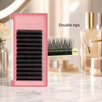Extensions de cils volume en forme de W, tissage multi-niveaux, individuels, noir mat, double couche, 3D W, cheveux synthétiques