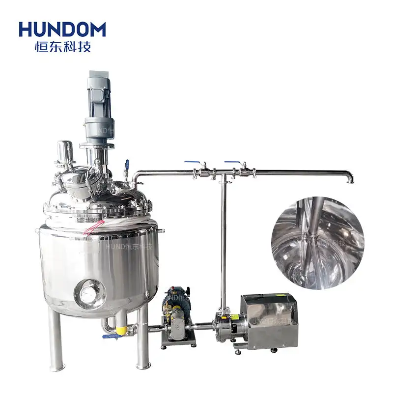 HUNDOM Factory Sales Cosmetics Making Machine Lotion Cream Mixing And Pumps Circulating Making Machine