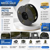 Filamen PETG 1.75mm Langsung dari Pabrik, Kekuatan Tinggi, Tidak Mudah Melengkung, Resin Plastik Virgin Segel Vakum, Spool untuk Pencetakan FDM OEM