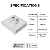Matelas chauffant à double commande 150*160cm, 6 niveaux de chaleur, arrêt automatique, minuterie 1-10H, lavable, pour lit domestique