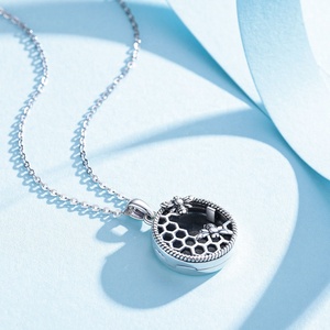 Plata de Ley 925 de la abeja de la miel personalizado diy personalizado foto medallón COLLAR COLGANTE - Product Image 3