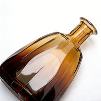 Bouteille à liqueur en verre super flint facetté et plat de 250 ml, 350 ml, 375 ml, 500 ml, 700 ml, 750 ml, 1 L avec bouchon en liège pour brandy, gin, rhum, mezcal