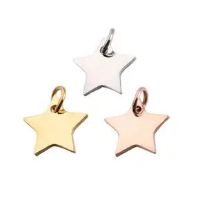 Name Pendant Personality LOGO 12mm Stainless Steel Star Charm Pendant High Polished PVD Plating Stainless Steel Components