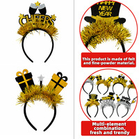 2027 Frohes Neues Jahr Stirnband mit Schwarz-Gold-Glitzer und Glitzerzahlen für Party-Kostüme Haarkrone Requisiten Dekoration