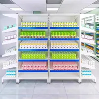 Étagère à médicaments en métal blanc à double face ouverte pour cliniques, hôpitaux, pharmacies externes, organisation de la propreté, présentoir