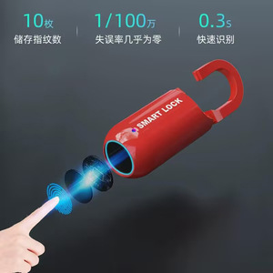 สมาร์ทล็อคกุญแจลายนิ้วมือ กว้าง 2 ซม. ล็อคเพื่อความปลอดภัยในการเดินทาง น้ำหนักเบา อลูมิเนียมอัลลอยด์แบบพกพา ใช้ในบ้าน - Product Image 2