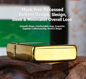 Briquet à cigares en laiton personnalisé avec logo, écologique, durable, rechargeable, design moderne, pour cadeaux d'entreprise, vente en gros - Product Image 5
