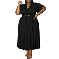 Nouvelle Robe d'été 2026 pour Femme, Style Européen et Américain, Manches Volants, Col V, Poches, Grande Taille, Longueur Genou