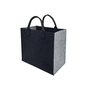 Bolsa de Mano Abierta Personalizada de Fieltro de Lana de Dos Tonos, Bordada, Negra y Gris, Ecológica, Reutilizable, para Mujeres, Regalos, Portátil, Compras, 35x30x15cm - Product Image 1