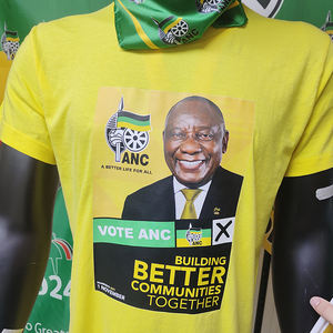 Suministro de fábrica Gahumi, gran oferta, camiseta de Sudáfrica, Campaña de impresión personalizada, camiseta de campaña electoral ANC de Sudáfrica - Product Image 6