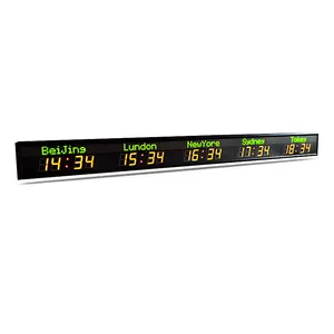 [Personnalisé] horloge mondiale multi-fuseau horaire affichage rouge et vert grande horloge murale numérique led télécommande avec GPS