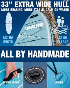 Planche à pagaie <span class=keywords><strong>gonflable</strong></span>, 11 'x 33 ''x 6'' avec kit d'accessoires SUP, sac à dos, aileron central américain, pompe à double <span class=keywords><strong>action</strong></span> - Product Image 3