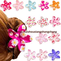 Pince à cheveux frangipanier imprimée UV en plastique de conception de niche transfrontalière accessoire de cheveux en épingle à cheveux florale mignonne fraîche pour enfants en gros