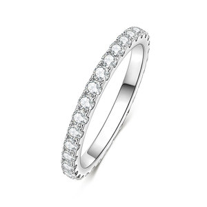 Anello in Moissanite all'ingrosso da 2 mm, 0,03 ct, colore <span class=keywords><strong>D</strong></span>, purezza VVS1, con incastonatura eternity completa, regalo per innamorati, certificato GRA - Product Image 2