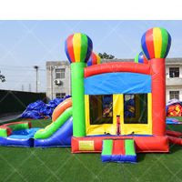Toboggan aquatique gonflable à double piste en forme de montgolfière, usage commercial, combo Moon Jump pour enfants, idéal pour les fêtes