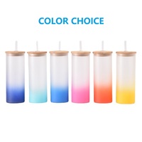 Gobelets en verre vierges pour sublimation en gros avec couvercles en bambou et pailles 12oz 16oz 17oz 20oz 25oz Droits Givrés