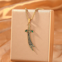 Nouveau Collier Épée Zulfiqar 2026 en Acier Inoxydable, Pendentif Scimitar Imam Ali avec Zircon, Bijoux Calligraphie Arabe Islamique