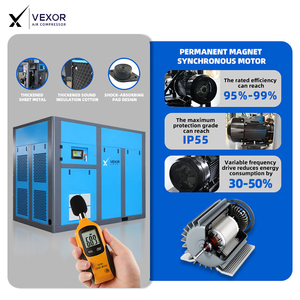 מדחס אוויר בורגי נייד VEXOR 110 קילוואט VFD מקורר הנעה ישירה דחיסה חד-שלבית עם מיסב מנוע משאבה - Product Image 5