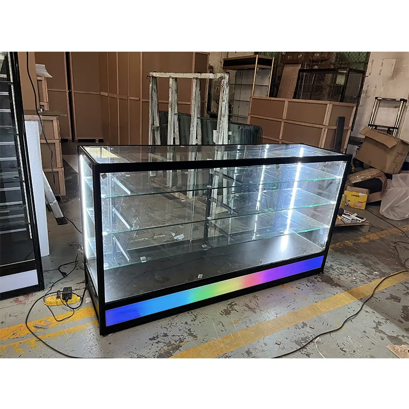 Rolling lighted 6ft Extra Vision Showcase with mirror sliding door