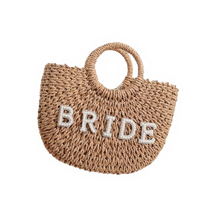 กระเป๋าโท้ทลำลองแบบมีหูหิ้วสองข้าง รุ่นปี 2025 JB ตกแต่งด้วยไข่มุกและอักษรย่อ  บุด้วยผ้าแคนวาส  สำหรับเจ้าสาว  ใช้ได้ในฤดูร้อน  ไปเที่ยวชายหาด  หรูหรา - Product Image 4