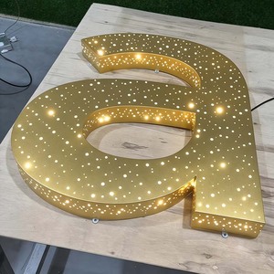 Biển hiệu logo chữ nổi bằng thép không gỉ, mạ vàng, có đèn LED, bề mặt gương, tùy chỉnh, chống nước IP65, sử dụng ngoài trời - Product Image 4