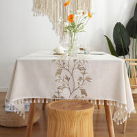 Offre Spéciale Plaid Brodé Nappe Plaine Coton Lin Tissu Glands Table Tissu