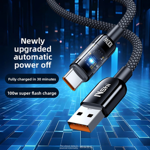 100 wát trong suốt siêu nhanh sạc Type-C Cáp dữ liệu 480 Mbps dữ liệu Sync Led kết nối ánh sáng USB C cáp cho máy tính bảng <span class=keywords><strong>Android</strong></span> - Product Image 1