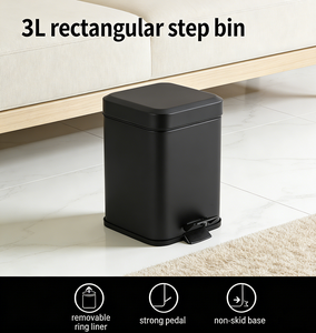 Poubelle à pédale en acier galvanisé thermolaqué 3L, écologique, avec seau intérieur amovible, construction résistante à la rouille, pour la lessive - Product Image 5