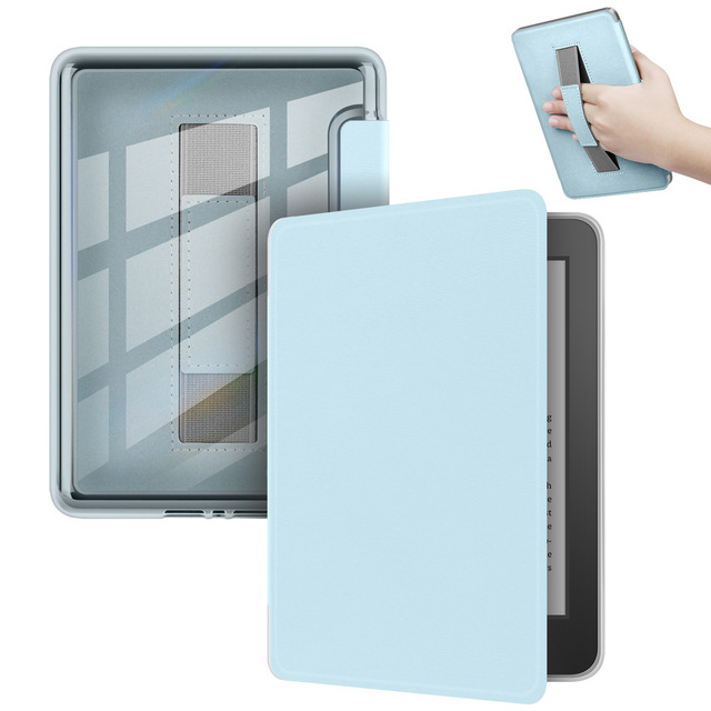 Custom Clear Acrylic Case for Kindle 2024/2022 PU Leather Ebook Case Cover with Hand Strap for Kindle Paperwhite 6 5 12th Gen