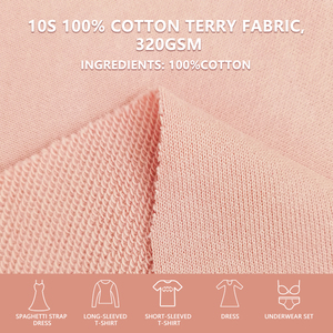 Tissu en coton 100% tricoté en molleton 10S, largeur 185 cm, 320 g/m², adapté aux sweat-shirts, pantalons de survêtement, ensembles décontractés et vestes d'extérieur. - Product Image 1