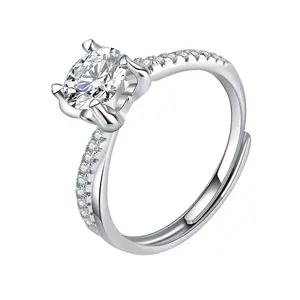 Fine 1 Carat VVS Plated Platinum 925 Sterling Silver Couple Ring Jewelry Moissanite Wedding Engagement Ring For Women