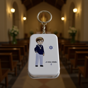 Llavero Metálico de Primera Comunión con Diseño de Marinero, 6.5x4cm, Color Azul Marino, Regalo para Niño - Product Image 3