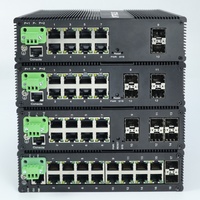 Conmutador de fibra Ethernet Industrial gestionado por red, 10/100/1000M, 8/16/24/48 puertos Gigabit con puertos Sfp, carril Din Poe 48v