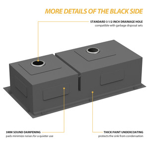 Évier <span class=keywords><strong>double</strong></span> sous plan en acier inoxydable 304, évier de cuisine 40/60 - Product Image 6