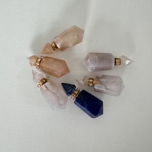 Tiny Essential Oil Perfume Bottle Healing Crystals Natural <b>Amethyst</b> Fluorite Agent Bottle <b>Pendant</b> jade perfume <b>necklace</b> - Product Image 5