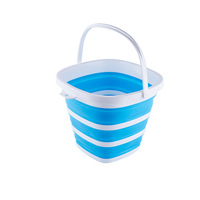 Seau pliable rond en silicone pour le camping, finition en TPR et PP
