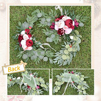 Décoration de mariage (lot de 2) : Guirlande de fond de scène, chevalet mural pour cérémonie et réception, décoration intérieure, entrée, soie vintage, décoration de table extérieure