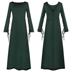 Robe Renaissance pour femme à manches longues, col rond, coupe ajustée, costume de fête chic - Product Image 4