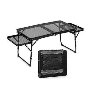 YASN Table métallique pliable portable Table de camping moderne en aluminium pour l'extérieur et la salle de sport avec table de gril portable en maille d'acier