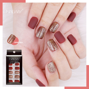 Faux Ongles à pression personnalisés, artificiels, couverture complète, courts, carrés, avec paillettes, en poudre, 24 pièces - Product Image 1